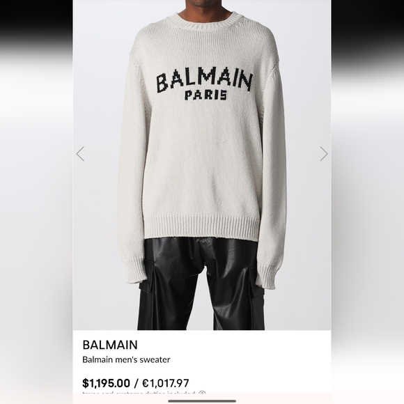 Balmain Men's White Cable Knit Sweater - Size M Like New - Picture 9 of 13